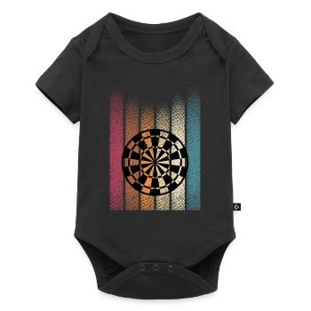 Retro Dartturnier Darter Dartpfeile Dartscheibe - Baby Premium Kurzarmbody - Schwarz - Vorne