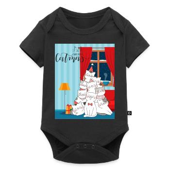 Merry Catmis - Christmas tree made of cats - Baby Premium short-sleeve bodysuit - black - Front