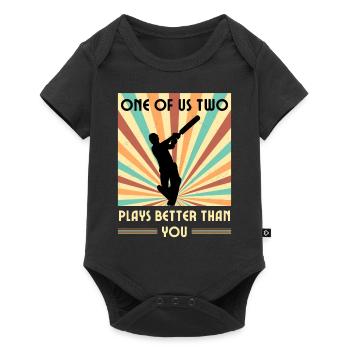 Einer Von Uns Beiden Spielt Besser Als Du Cricket - Baby Premium Kurzarmbody - Schwarz - Vorne