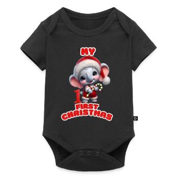 Mon premier Noël d’éléphant - Body à manches courtes Premium Bébé - noir - Devant