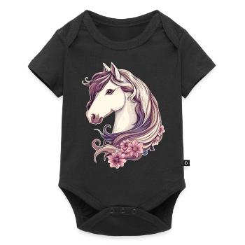 Horse with flowers - Baby Premium short-sleeve bodysuit - black - Front