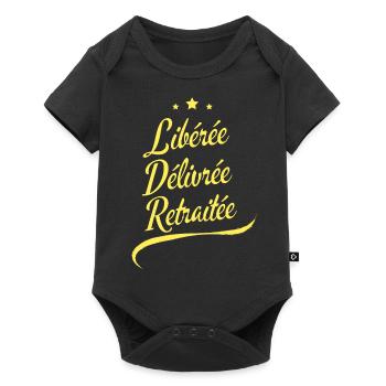 Libérée Délivrée Retraitée Cadeau Retraite Femme - Body à manches courtes Premium Bébé - noir - Devant