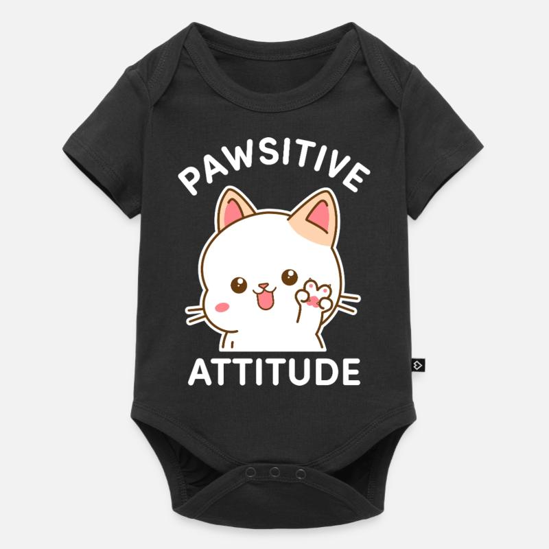 Pawsitive Attitude - Cat Making the V Sign - Baby Premium short-sleeve bodysuit - black