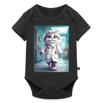 Cadeau Profession Docteur Chat - Body à manches courtes Premium Bébé - noir - Devant