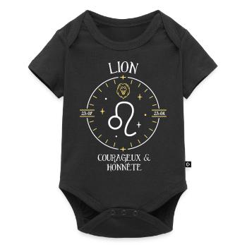 Du signe du Lion - Courageux et honnête - Body à manches courtes Premium Bébé - noir - Devant
