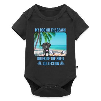 My dog on the beach - Baby Premium short-sleeve bodysuit - black - Front