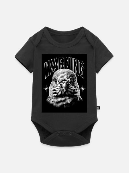 Warning Taube Vogel Geschenk - Baby Premium Kurzarmbody - Schwarz
