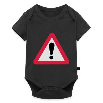 Gefahrenzeichen Gefahrenstelle - Baby Premium Kurzarmbody - Schwarz - Vorne
