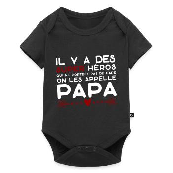 papa cadeau anniversaire original fête des pères - Body à manches courtes Premium Bébé - noir - Devant