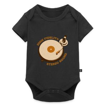 Reto Plattenspieler - Baby Premium Kurzarmbody - Schwarz - Vorne
