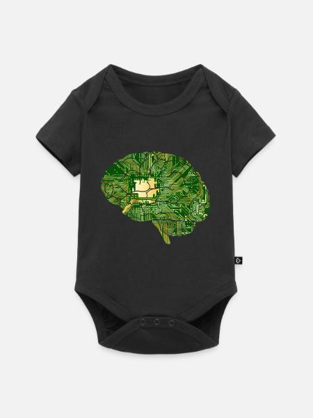 Gehirn,Schaltkreis,elektronik - Baby Premium Kurzarmbody - Schwarz