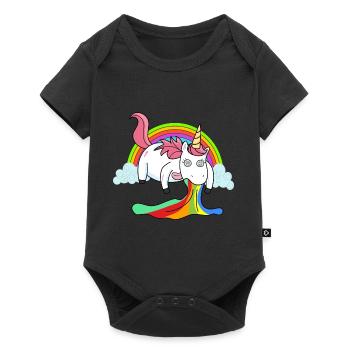 Puking unicorn rainbow - Baby Premium short-sleeve bodysuit - black - Front