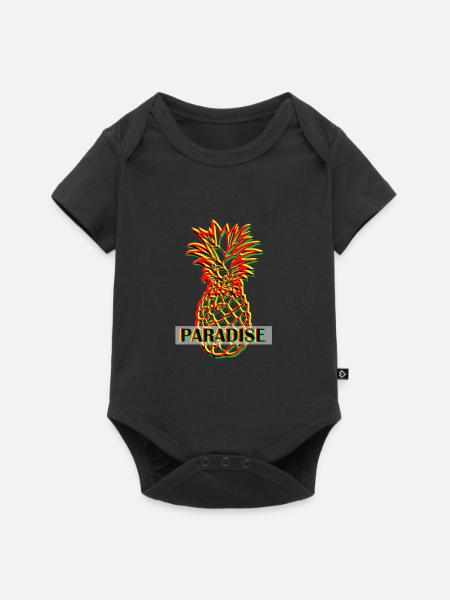 Ananas im 3D-Look - Baby Premium Kurzarmbody - Schwarz