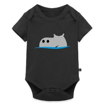 Nilpferd - Baby Premium Kurzarmbody - Schwarz - Vorne