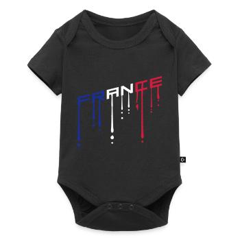 color france text graffiti drops team schraeg he - Baby Premium short-sleeve bodysuit - black - Front