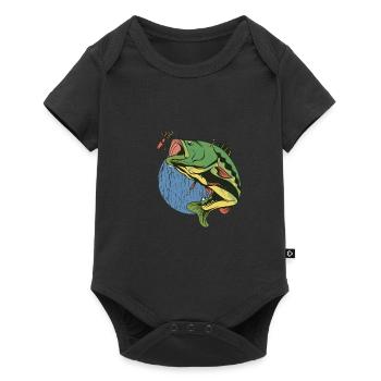 Fly fishing perch fish - Baby Premium short-sleeve bodysuit - black - Front