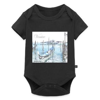 Gondole de Venise Italie - Body à manches courtes Premium Bébé - noir - Devant