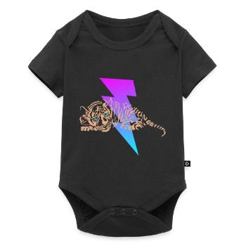 Kleiner Tiger mit Blitz - Baby Premium Kurzarmbody - Schwarz - Vorne