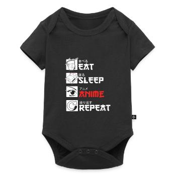 "Eat Sleep Anime Repeat" gift for manga fans - Baby Premium short-sleeve bodysuit - black - Front