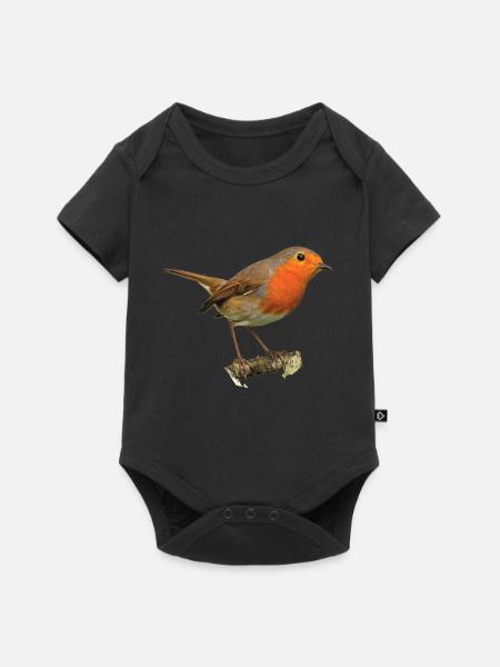 Rotkehlchen1 Robin - Baby Premium Kurzarmbody - Schwarz
