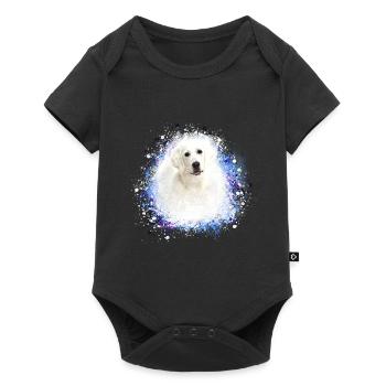chien,Kuvas,labrador,Graffiti ,Peinture, bleu - Body à manches courtes Premium Bébé - noir - Devant