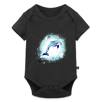 Dolphin, graffiti, painting,blue,fish, - Baby Premium short-sleeve bodysuit - black - Front