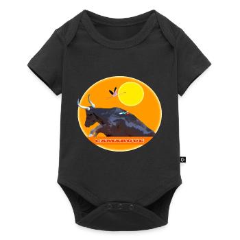 Stier von Der Camargue springt über die Barriere - Baby Premium Kurzarmbody - Schwarz - Vorne
