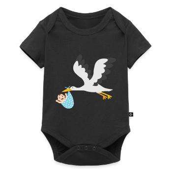 Cigogne avec bébé - Body à manches courtes Premium Bébé - noir - Devant