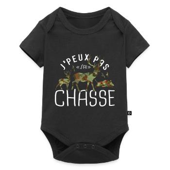 Je peux pas j'ai chasse humour chasseur cerf - Body à manches courtes Premium Bébé - noir - Devant