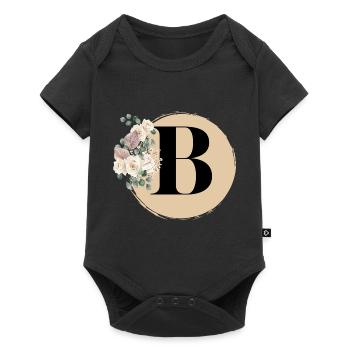 Buchstabe B - Baby Premium Kurzarmbody - Schwarz - Vorne