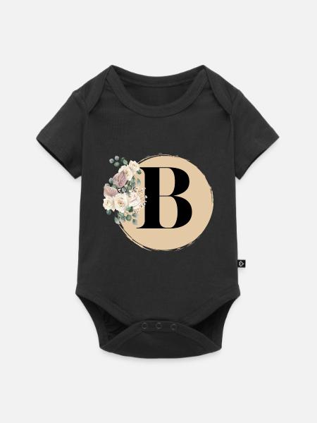 Buchstabe B - Baby Premium Kurzarmbody - Schwarz