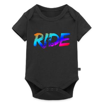 RIDE - MTB Mountainbike Fahrrad Bike Downhill - Baby Premium Kurzarmbody - Schwarz - Vorne