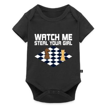 Watch Me Steal Your Girl Chess Board Chess Player - Baby Premium Kurzarmbody - Schwarz - Vorne