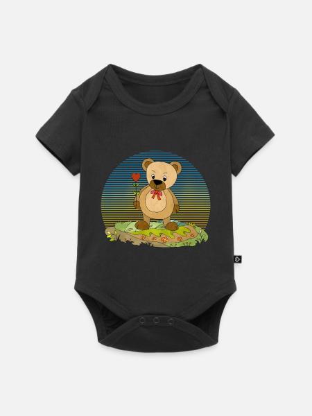 Teddybär - Baby Premium Kurzarmbody - Schwarz