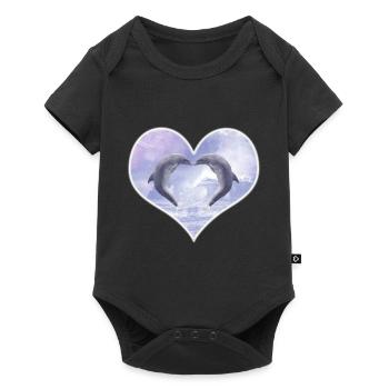 Küssende Delfine - Baby Premium Kurzarmbody - Schwarz - Vorne