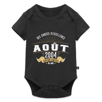 18 Ans Anniversaire Vintage Né(e) en Août 2004 - Body à manches courtes Premium Bébé - noir - Devant