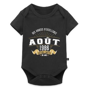 36 Ans Anniversaire Vintage Né(e) en Août 1986 - Body à manches courtes Premium Bébé - noir - Devant