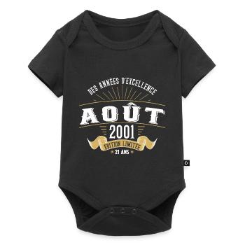 21 Ans Anniversaire Vintage Né(e) en Août 2001 - Body à manches courtes Premium Bébé - noir - Devant