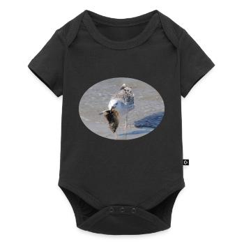 Die Möwe hat ein Leckerbissen - eine Scholle - Baby Premium Kurzarmbody - Schwarz - Vorne