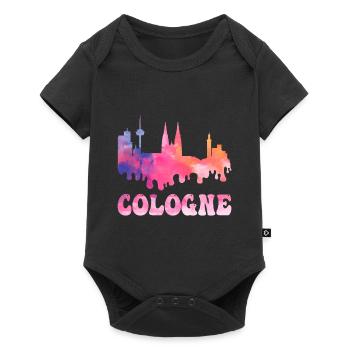 Köln Cologne Deutschland Stadt Skyline Splash Bunt - Baby Premium Kurzarmbody - Schwarz - Vorne
