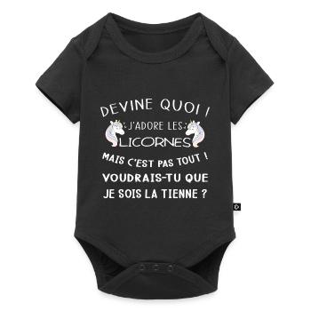Devine quoi ! Je t'adore je veux être ta licorne ! - Body à manches courtes Premium Bébé - noir - Devant