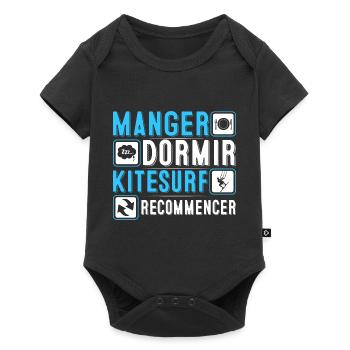 Manger, dormir, kitesurf, recommencer - Body à manches courtes Premium Bébé - noir - Devant
