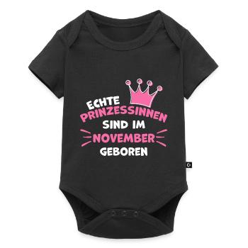 Prinzessin Geburtsdatum November Geschenk - Baby Premium Kurzarmbody - Schwarz - Vorne
