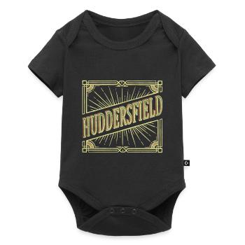 Huddersfield Angleterre City Font Vintage Rétro - Body à manches courtes Premium Bébé - noir - Devant