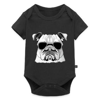 Chiens bouledogues avec lunettes de soleil motif cool - Body à manches courtes Premium Bébé - noir - Devant