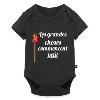 Les grandes choses commencent petit t-shirt drôle - Body à manches courtes Premium Bébé - noir - Devant