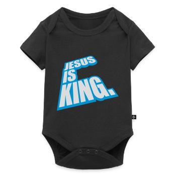 Citation de Jésus est roi - Body à manches courtes Premium Bébé - noir - Devant