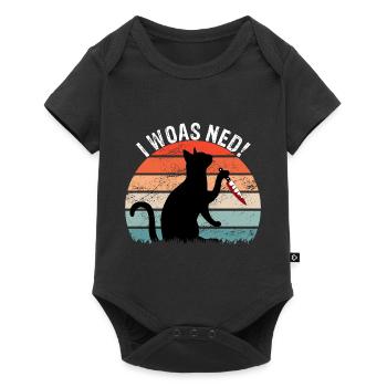 I woas ned Katzen Design mit Katze Miau Motiv Lust - Baby Premium Kurzarmbody - Schwarz - Vorne
