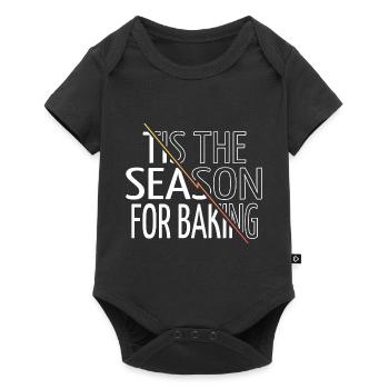 fun beach birthday present dino pastry chef - Baby Premium Kurzarmbody - Schwarz - Vorne