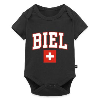 Biel schweiz flagge - Baby Premium Kurzarmbody - Schwarz - Vorne
